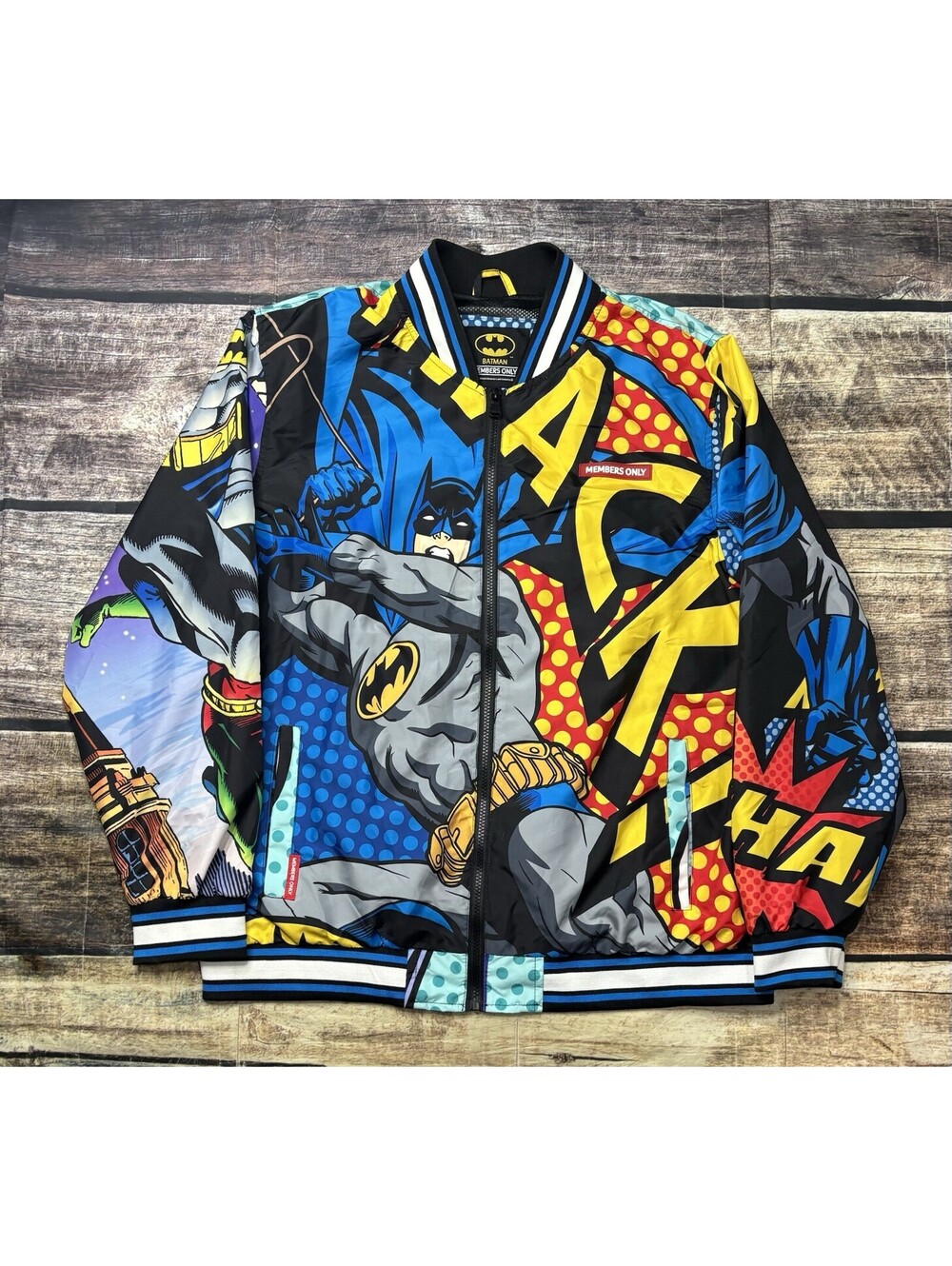 Members Only Batman Jacket Mens XL Windbreaker Graphic Full Zip